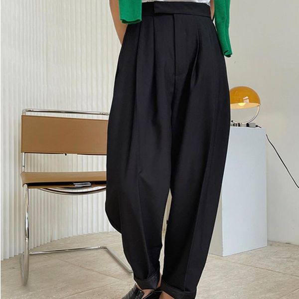 

women's pants & capris 2021 summer women wide leg bottoms loose fashion ladies casual elegant cotton female trousers t43, Black;white