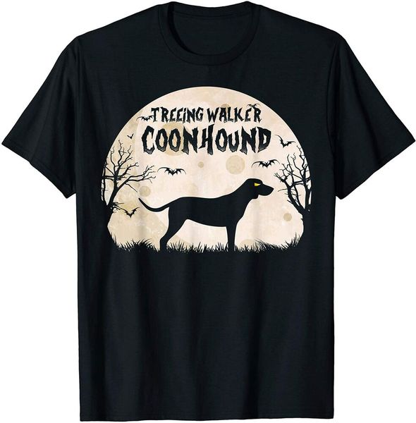 

halloween horror treeing walker coonhound t-shirt size s-5xl, White;black