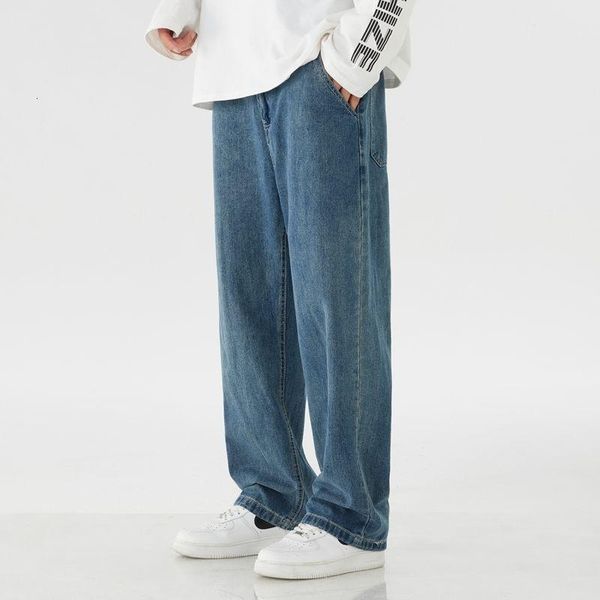 

men's jeans pants men straight tube versatile floor mopping loose autumn and winter streetwear tidal current sport arrivals, Blue