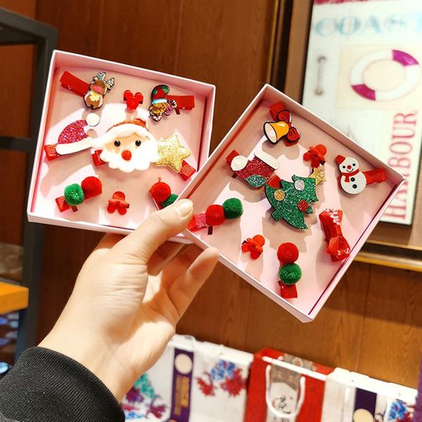 

hair accessories classic christmas tree hairpin bow cute plush ball ring duckbill clip holiday essential set, Slivery;white