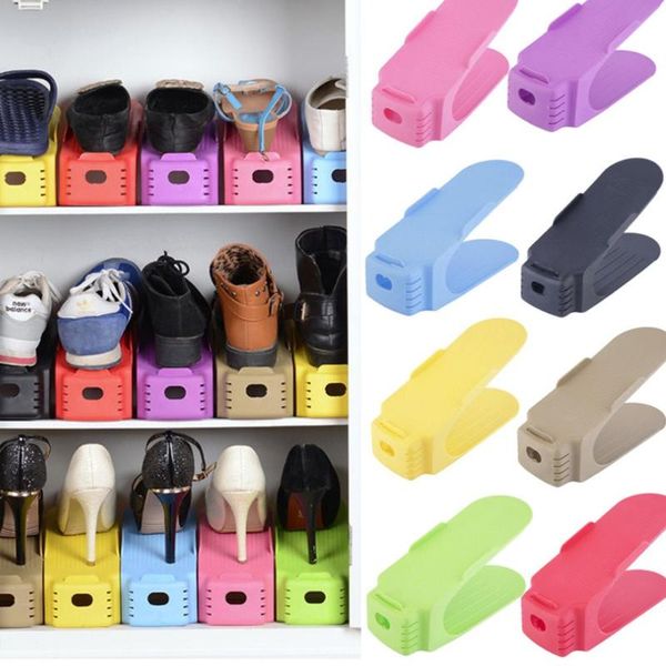 

1pcs durable adjustable shoe organizer footwear support slot space saving cabinet closet stand shoes storage rack shoebox clothing & wardrob
