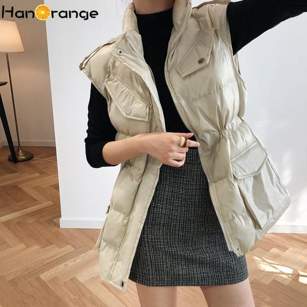 

women's vests hanorange autumn winter women casual korean sleeveless vest bright waistcoat cotton padded jacket, Black;white