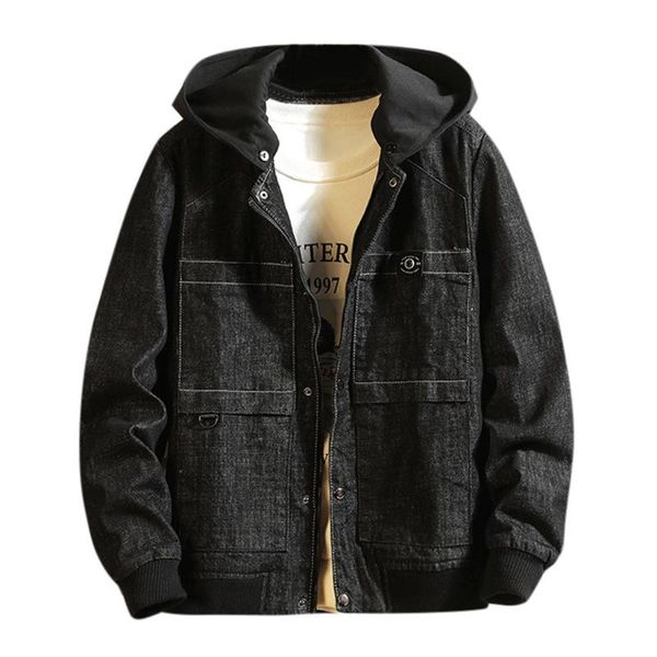 

men's jackets men casual autumn&winter jacket hoodies long sleeve sweatshirt outwear coat cowboy jean chaqueta hombre 9.2, Black;brown