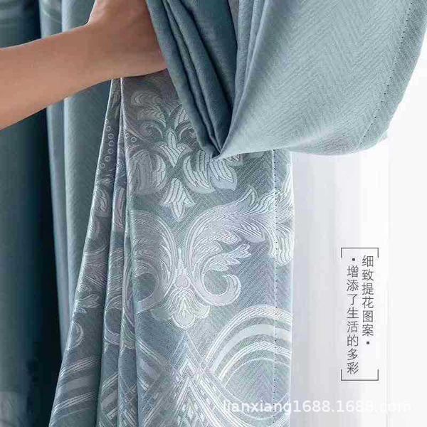 

european environmental protection three-row flower herringbone jacquard shading curtain for living room bedroom curtains custom & drapes