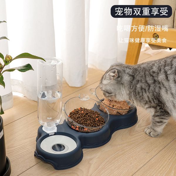 

dog double bowl automatic pet feeder water dispenser cat basin dog suppli
