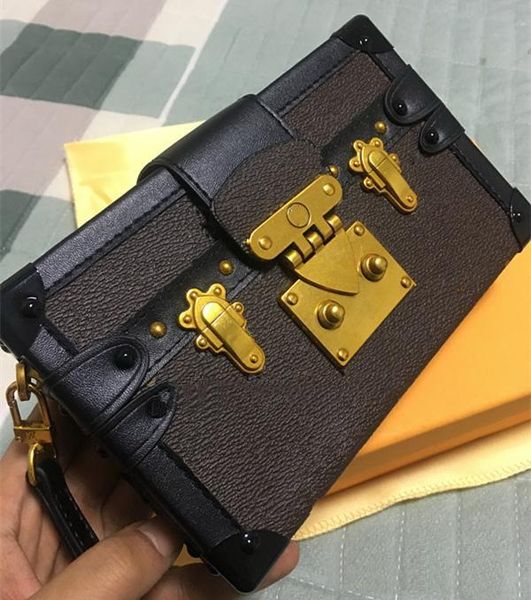 

women accessories toiletry pouch clutch shoulder bag petite malle canvas icons handbag shoulders box bags size:20cm*12cm*5cm with boxs