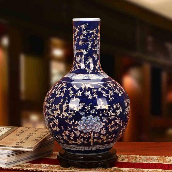 

vases hand painted blue peony of and white porcelain vase chinese style home for wedding decoration ceramic classic