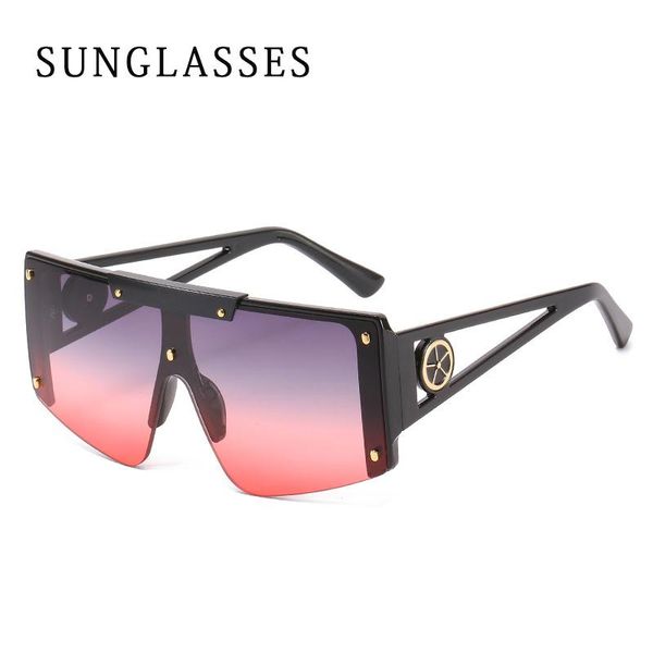 

sunglasses trend color lens frame rectangle luxury stars logo driving uv400 gafas de sol, White;black