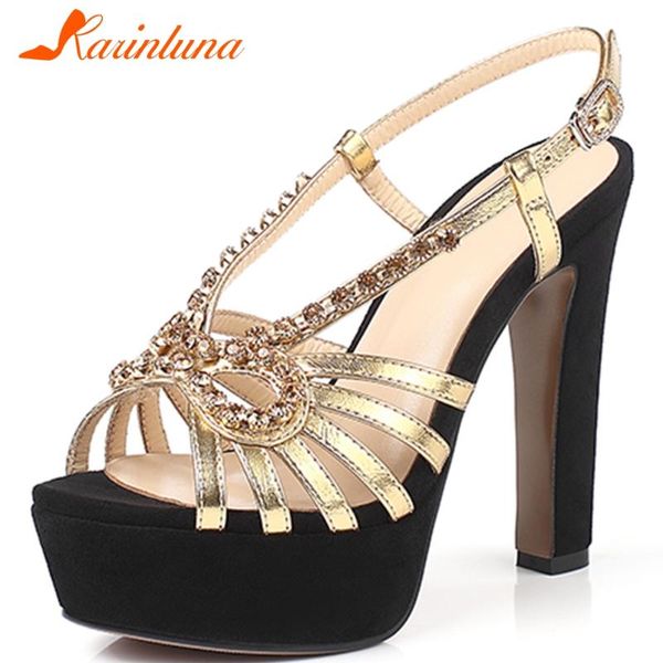 

summer party sandals elegant high heels women gold platform shoes, Black