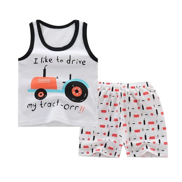 

clothing sets zwy958 summer kids clothes children baby boy set toddler girls cotton cartoon t-shirts+shorts for 2-8y, White