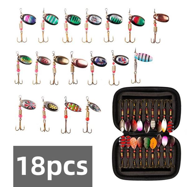 

18pcs fishing spoons lures metal baits set for trout bass casting spinner bait storage bag case wholesale accessories
