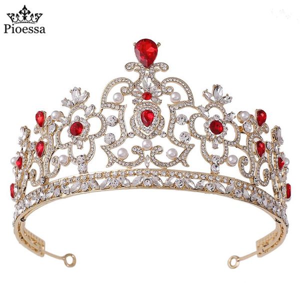 

hair clips & barrettes pioessa baroque crystal metal crown luxury alloy tiara colorful headband bride wedding accessory jewelry, Golden;silver
