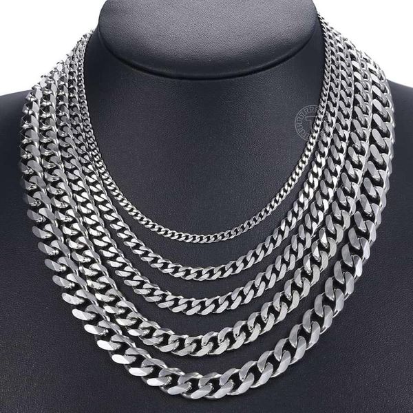 

chains curb cuban mens necklace chain gold black silver color stainless steel necklaces for men fashion jewelry 3/5/7/9/11mm dknm07