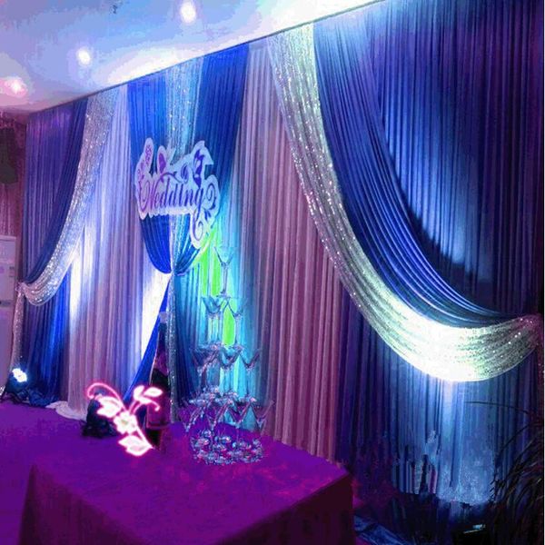 

party decoration luxury sequins wedding backdrop swags 3x6m 20ft (w) x 10ft (h) royal blue backdround curtain