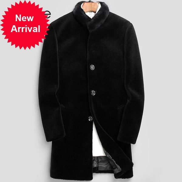 

long mt824 men's jackets 2021 fashion real wool coat turn-down collar fall winter warm casual outwear, Black;brown