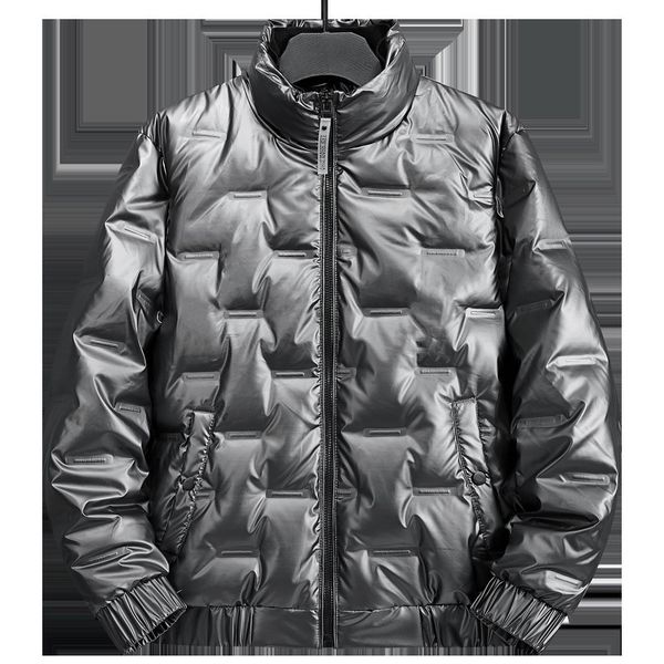 Сплошная блестящая зимняя куртка мужчины осень вниз толстые куртки парку геометрия мужская одежда негабаритные теплые пальто одежды 210524