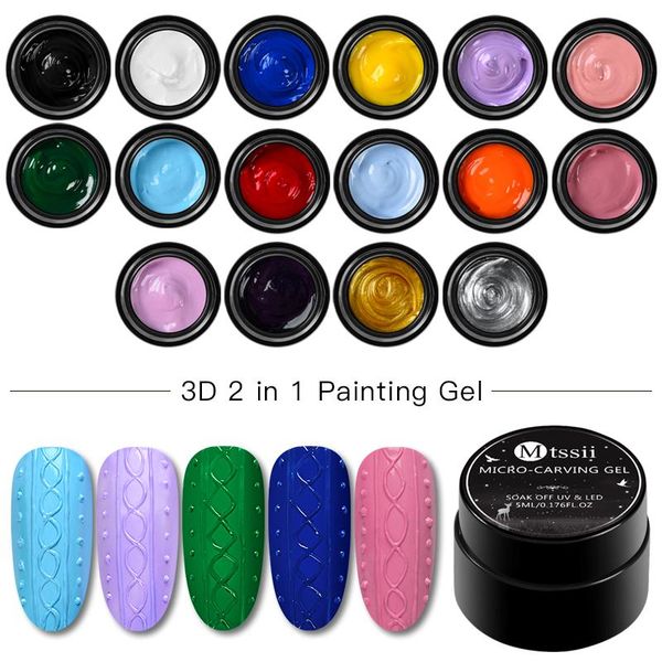 

nail gel 3d 2 in 1 polish varnish decoration painting tools, Red;pink