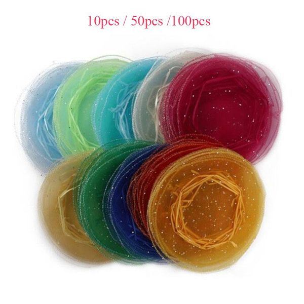 

gift wrap s 10/50/100pcs round drawstring organza bags jewelry pouches wedding christmas party display storage 5z