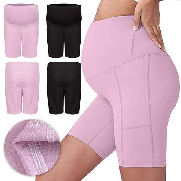 

maternity bottoms 2021 legging shorts women pregnant elasticity high waisted yoga workout sport gym intimates pregnancy clothing, White
