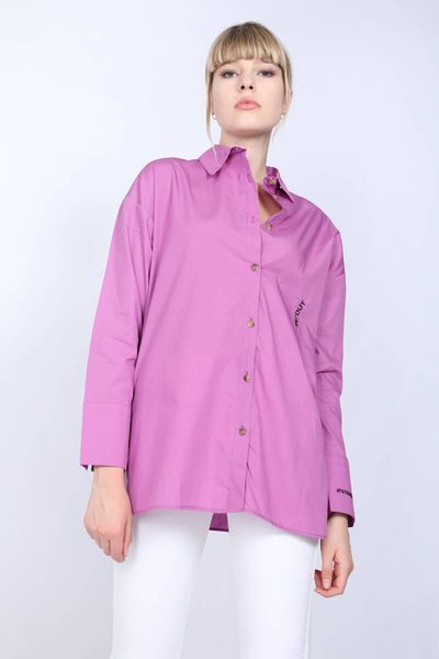 

women's blouses & shirts womens purple slit embroidered boyfriend shirt, White