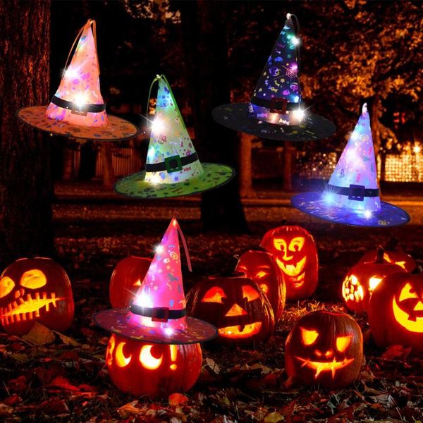 

party hats 2021 halloween decoration led lights witch cosplay props outdoor tree hanging ornament decor
