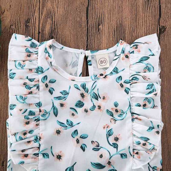 

1-5years cute toddler clothing summer kid baby girls flower sleeveless high waist green bandage shorts 2pcs outfit sets, White