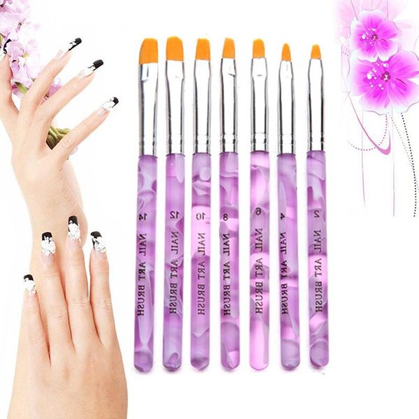 

pcs/set nail art brush set marbleizing design painting drawing acrylic flat for creation manicure tool brushes, Yellow