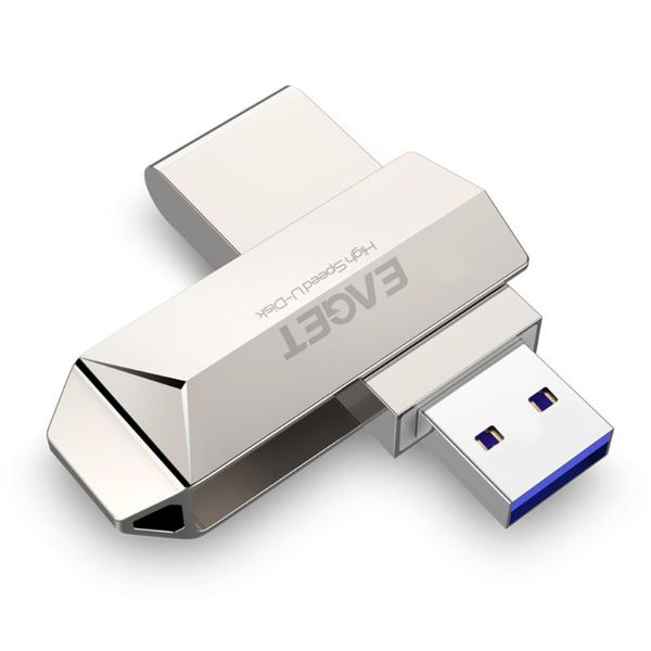 

hubs eaget f70 usb 3.0 128gb metal flash drive u disk pen 360 degree rotation memory stick storage