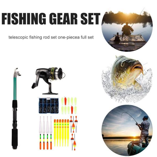 

1.6m fishing rod lure set tackle outdoor portable easy sea reel wheel hooks accessories baitcasting reels
