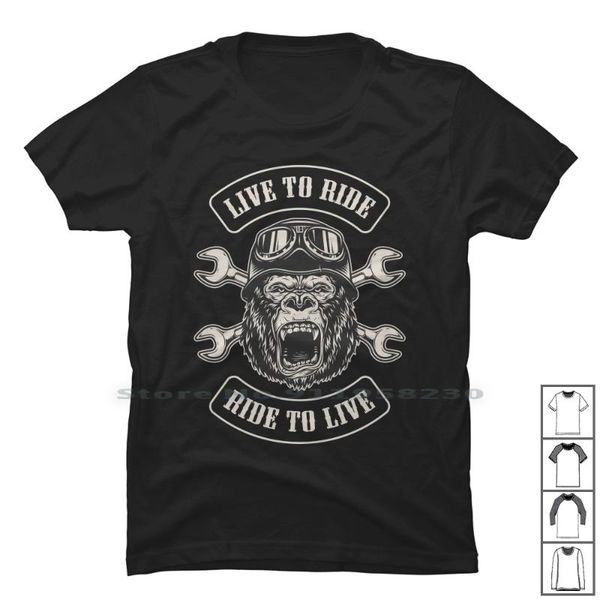 

men's t-shirts live to ride , gorilla t shirt 100% cotton house agent home liv ill me go, White;black