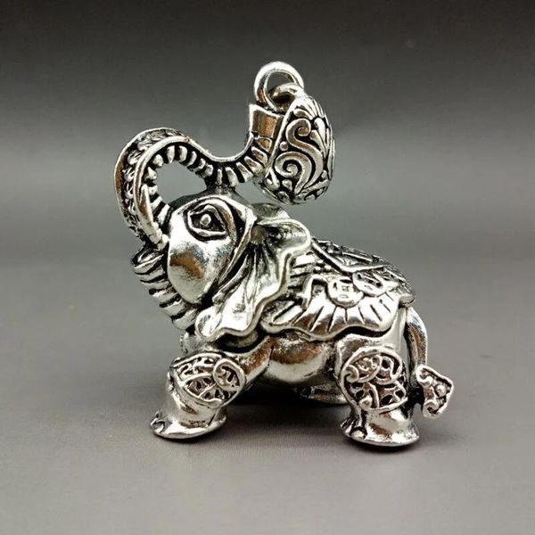 

decorative objects & figurines collectable chinese tibetan silver carving animal elephant exquisite small pendant statues metal crafts