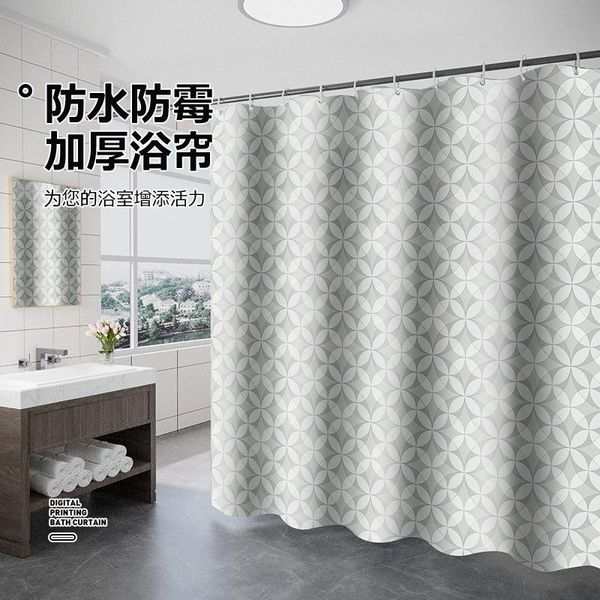 

shower curtains ready stock abstract geometry pattern thick polyester curtain bathroom waterproof mildew curtains(with hook rings)