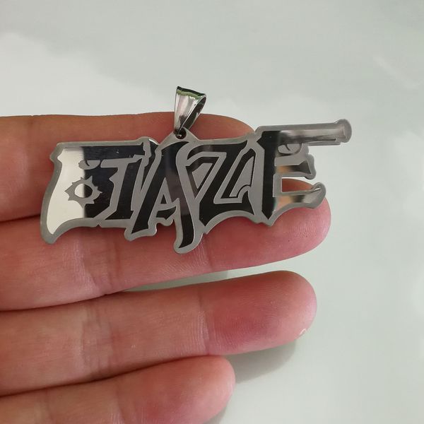 

icp blaze gun logo high polished stainless steel muisc charms stainless steel pendant necklace 30 inch ball chain silver
