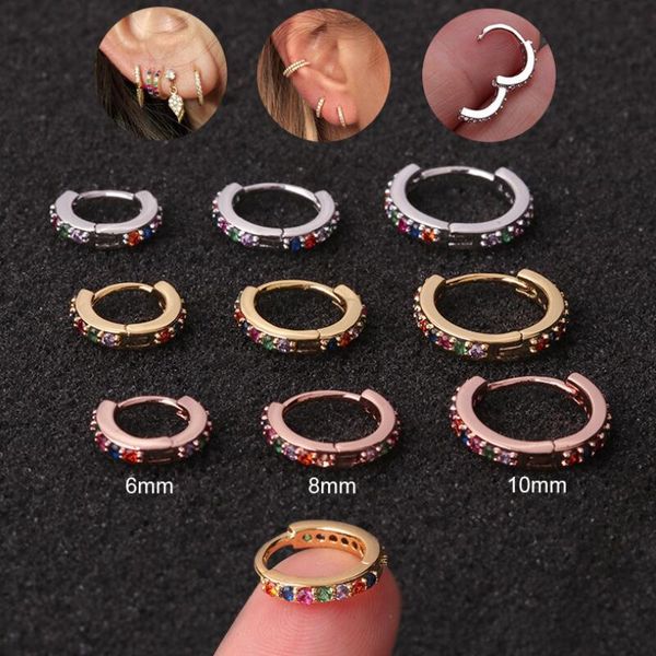 Altro Commercio all'ingrosso 1Pc Multicolor 6mm 8mm 10mm Cz Hoop Cartilagine Orecchino Helix Tragus Rook Daith Snug Conch Ear Piercing gioielli