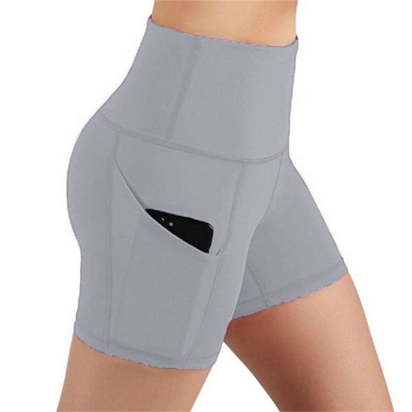 

summer breathable women high waist shorts elasticity gym workout push up skinny side pocket black 210604, White;black