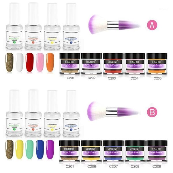 

dipping powder nail kit with 5 colors glitter acrylic for french manicure art set essential travel1, Silver;gold