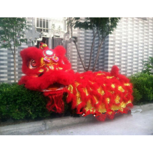 

mascot doll costume 100% wool chinese folk art lion dance mascot costume suit for two adults holiday mascots carnival halloween xmas ad clot, Red;yellow