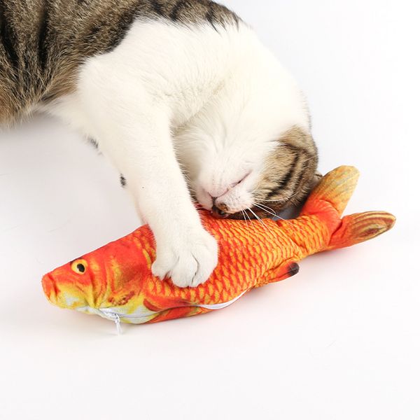 

plush toy grass lobster electric fish with cat mint red crucian carp