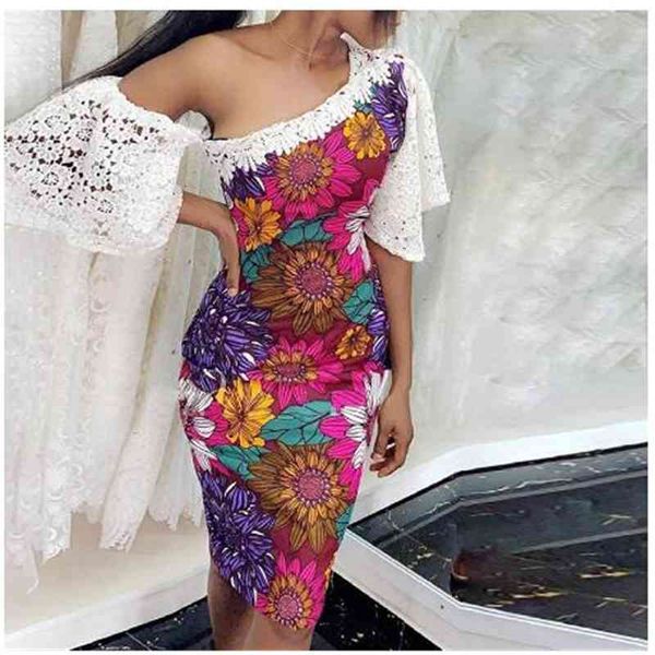 

mermaid women es lace insert one off shoulder bodycon midi floral boho beach holiday evening party vestidos, Black;gray