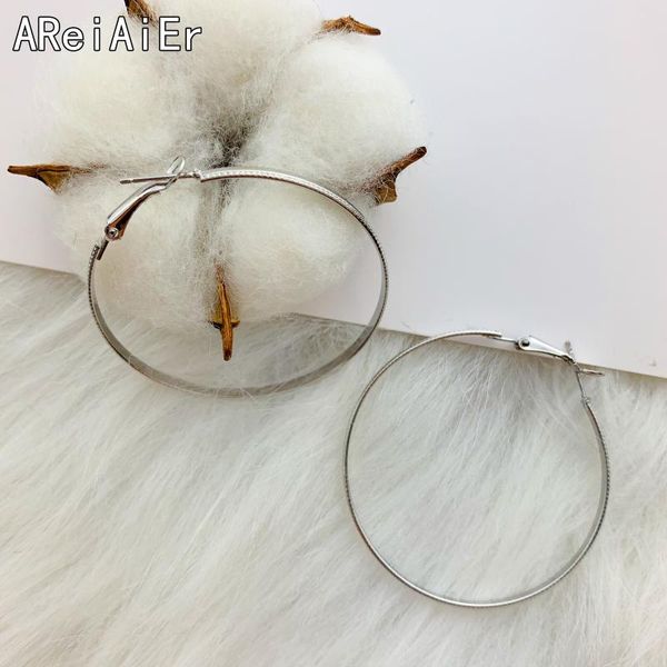 

clip-on & screw back fashion ring ear studs for women circle, Silver