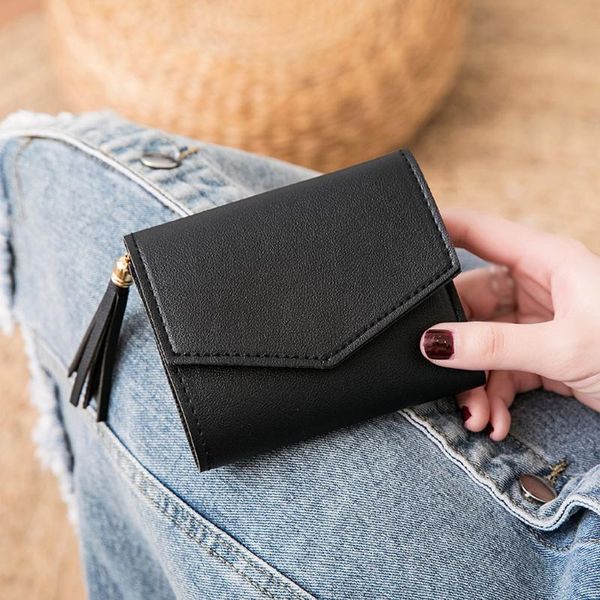 

wallets for women mini bags money bag fashion tassel short wallet coin purse holders multi-card position clutch #3, Red;black