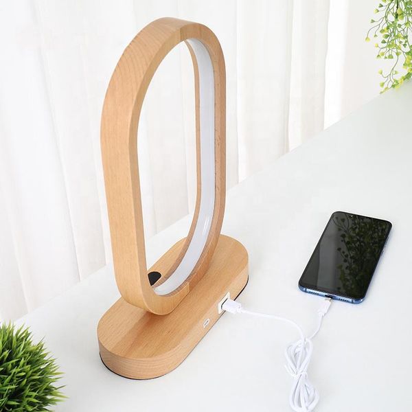 

modern smart sensing led table lamp wood charging battery usb desk for study bedroom bedside reading night lamps