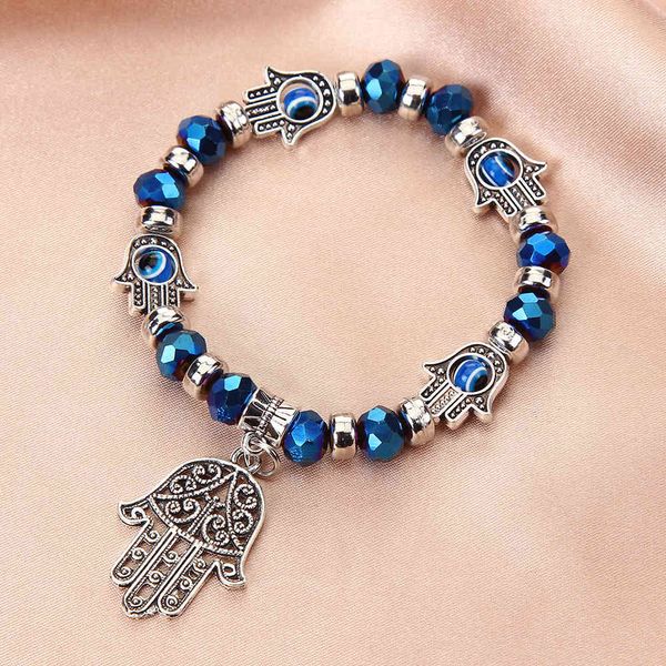 

hand string female evil devil's eye bracelet, Golden;silver