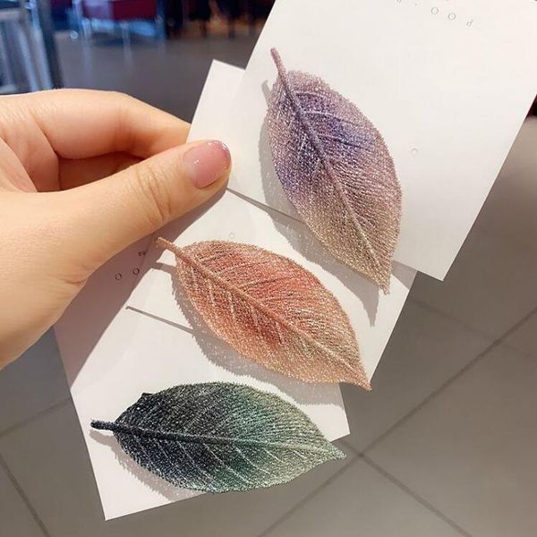 

leaf shape hair clips for girl women 211674, Golden;silver