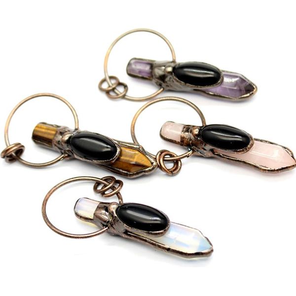 

pendant necklaces original design exaggeration oynx & natural crystal charms jewelry chakra energy yoga healing meditation pendulum, Silver