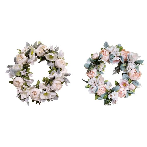 

decorative flowers & wreaths 18 inch door wreath peony magnolia flower green leaves spring summer front artificial