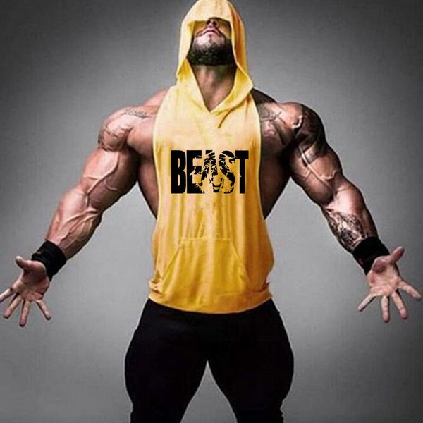 

factory88yt cotton marchwind brand gym clothing fitness tankmen with hooded mens bodybuilding stringers tank work, White;black