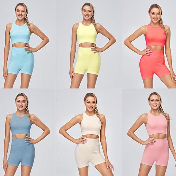 

women sportswear yoga set gym clothing tracksuit sleeveless crop high waist seamless leggings for fitness sports suit outfit