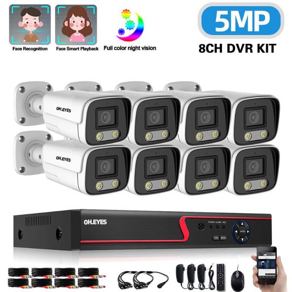 

home security camera system 8 channel kit 5mp outdoor waterproof ahd video surveillance set 8ch h.265 wireless kits