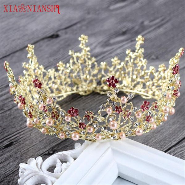 

hair clips & barrettes xiaonianshi big rhinestone round tiaras and crystal crowns bride flower wedding crown bridal accessories queen, Golden;silver
